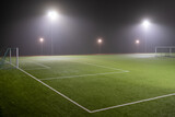 Fototapeta Sport - Image of soccer field in night with spotlight