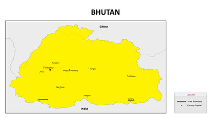  Bhutan Map. Major city map of Bhutan. Political map of Bhutan with country capital.
