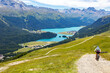 descent with mountain bike to Sankt Moritz in Switzerland