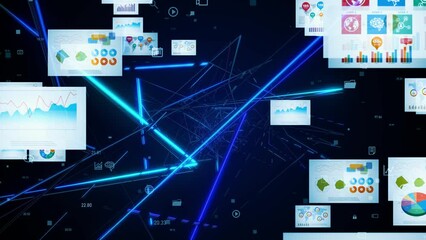 Fototapete - Electronic Document concept. Electronic application. Data analysis. Digital transformation.