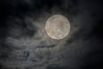 Poster - Full moon in an overcast night