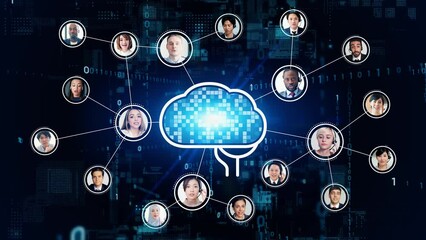 Poster - Communication network of multi national people. AI (Artificial Intelligence).