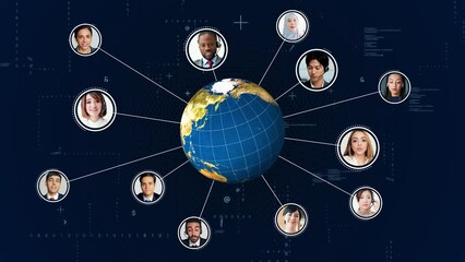 Poster - Communication network of multi national people. Global network.