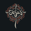 Fall for Jesus he never leaves typography. Fall season related t-shirt design. Hand drawn autumn lettering. Vector illustration.