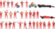 © nsit0108 - Racing team icons set cartoon vector. Stop car. Team tire