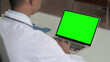 © stockbakers - Young African Doctor Using Laptop with Green Screen