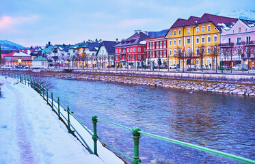 Sticker - The winter evening in Bad Ischl, Salzkammergut, Austria