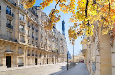Wall Mural - eiffel tour and paris street