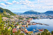 Bergen viewed from mountain in Sandviken, Norway