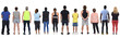 © Curto - back view of a large group of people dressed in sports and casual clothes on white background