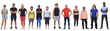 © Curto - front view of a large group of people dressed in sports and casual clothes on white background