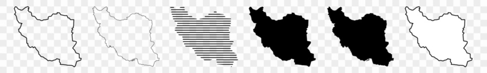 Canvas Print - iran map black | iranian border | state country | transparent isolated | variations