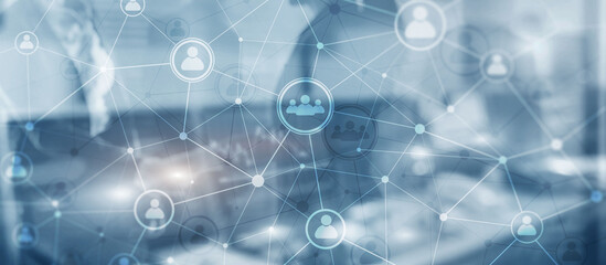 social media. people relation and organization structure. business and communication technology conc