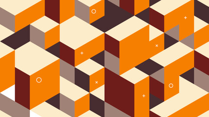 Wall Mural - Modern Abstract Background with Retro Memphis Low Poly Isometric Pastel Color