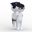 A police officer arrests a criminal. Policeman Wearing Uniform. 3D Render. Isolated on white background.3d man, people.