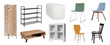 © New Africa - Collection of different stylish furniture on white background. Banner design
