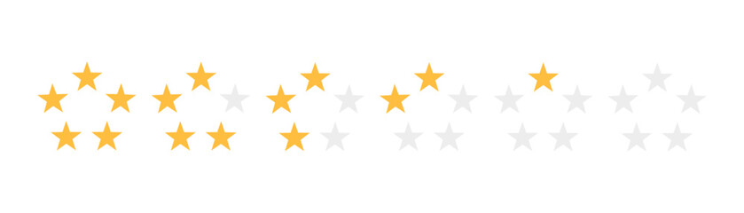 Wall Mural - star in circle . 5 stars rating . realistic gold star set vector icon.feedback concept. set of five 
