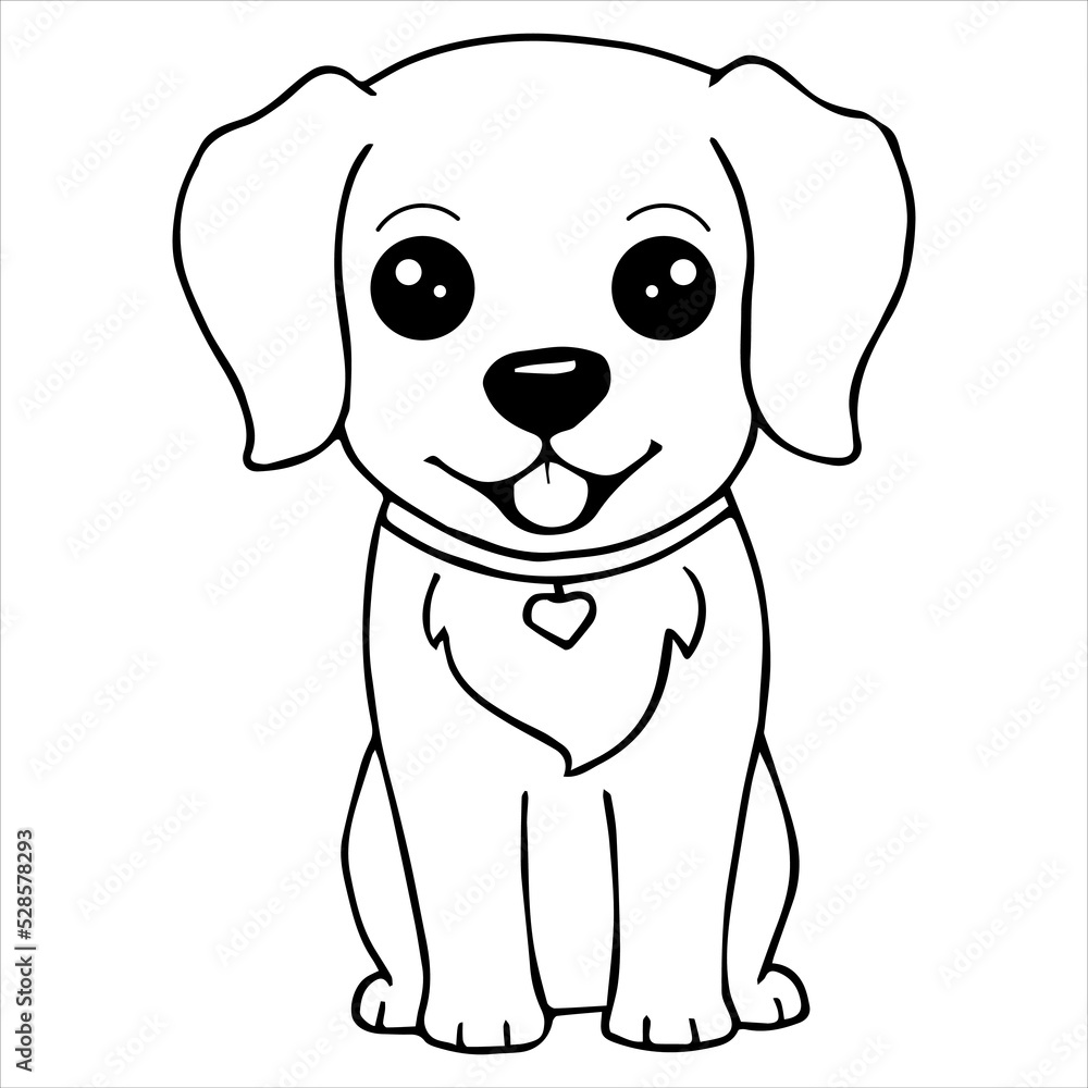 Kids Coloring Pages, Cute Dog Character Vector illustration Ai File And ...
