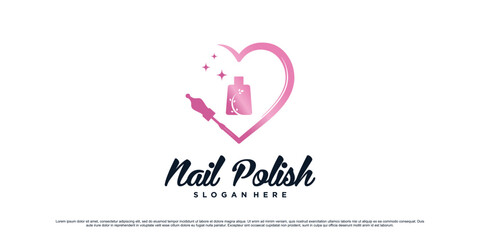 Wall Mural - Nail polish logo design for beauty studio with bottle icon and love concept Premium Vector