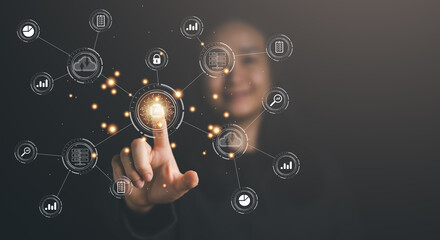 Aufkleber - Digital transformation change management, internet of things (IoT), new technology bigdata and business process strategy, automate operation, customer service management, cloud computing..