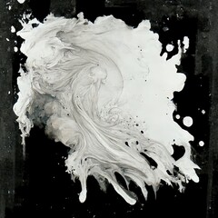 Sticker - White oil acrylic paint smudge over black background. High quality illustration