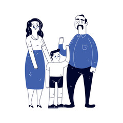 Poster - cute family, line art