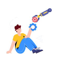 Wall Mural - A colorful flat illustration of the website development 