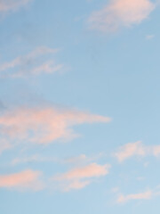 Wall Mural - Blue sky background with pale pink clouds at sunset