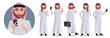 © ZeinousGDS - Saudi arab man vector character set. Business characters in professional pose and gestures isolated in white background  for arabian people design collection. Vector illustration.