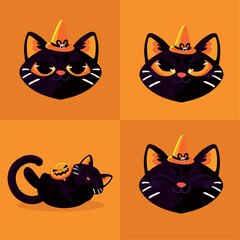 Sticker - halloween cats faces