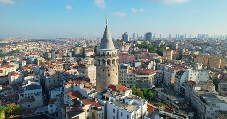 Wall Mural - Galata Tower in Istanbul, Turkey. Aerial view of the sights of Istanbul. The European part of Istanbul.