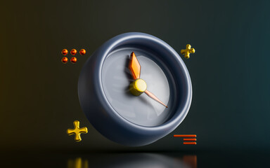 clock sign on dark background 3d render concept for watching time office hone alarm