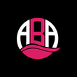 ABA logo monogram isolated on circle element design template, ABA letter logo design on black background. ABA creative initials letter logo concept. ABA letter design.
