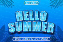 Hello Summer Editable Text Effect 3 Dimension Emboss Modern Style
