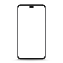 Studio Shot Of Smartphone With Blank White Screen For Infographic Global Business. Front View Display. Stock Royalty Free Vector Illustration. PNG