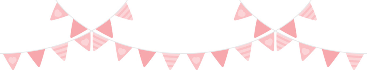 Wall Mural - Cute pink triangle party bunting. Baby and kids party decoration. Flat design illustration.	