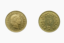 Five Rappen Coin,  Front And Back, Year 1996, Switzerland