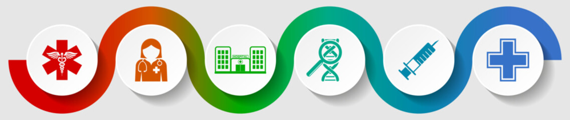 Fototapete - Hospital concept infographic vector template, healthcare and medicine flat design illustration