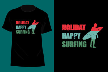 Holiday Happy Surfing T Shirt Design Retro Vintage