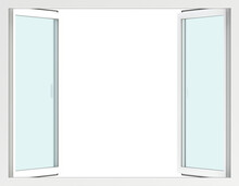 Open Window Isolated On White, 3d Illustration
