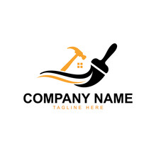Construction Logo - Painting Logo - Hummer, Brush Logo  - Home With Hummer Brush Logo -