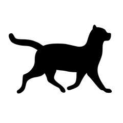 Sticker - Vector flat hand drawn cat silhouette isolated on white background