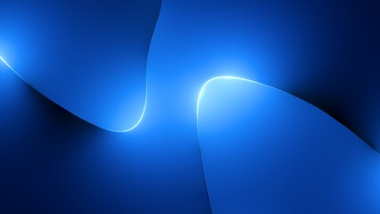 Wall Mural - 3d rendering, abstract blue background, modern minimal wallpaper with glowing curvy lines