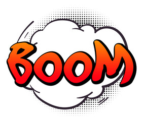 Wall Mural - boom comic cloud. funny sound expression in retro style