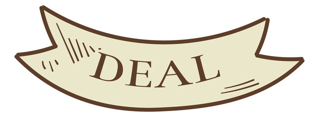 Poster - Deal ribbon. Flag shape header for offer in sketch style