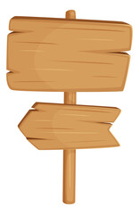 Poster - Wooden signpost with blank boards. Cartoon old wood banner