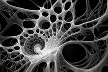 Infinite Fractal Web. Abstract Background With Fantastic White Swirl On Black Background. Fantasy Mandelbrot Fractal Patterns. Fantastic Wallpaper. Digital Fractal Art. 3d Rendering. 