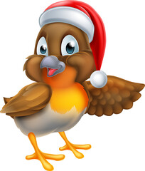 Sticker - Robin Bird Christmas Cartoon