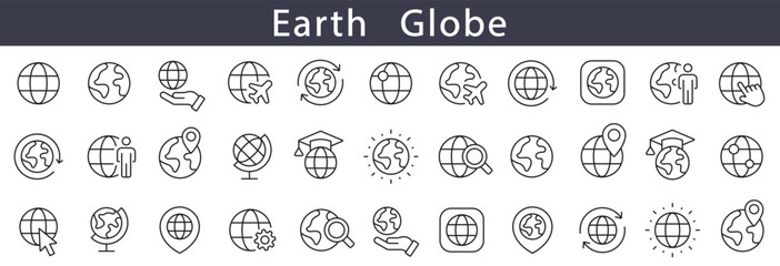 Wall Mural - Globe thin line icon. Earth icons set. Globe symbol collection. Earth Web isolated icons