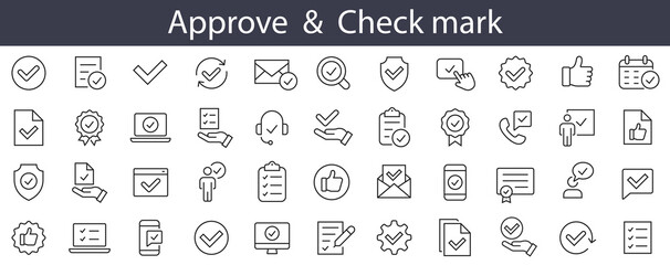 Poster - approve thin line icons. checkmark icon. approved, check symbol vector illustration